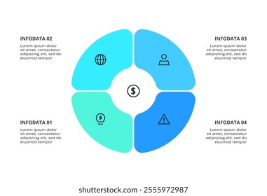 Business process concept for infographic with 4 steps, options, parts or processes. Business data visualization.	