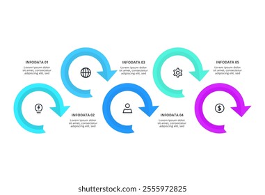 Business process concept for infographic with 5 steps, options, parts or processes. Business data visualization.	