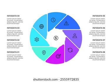 Business process concept for infographic with 8 steps, options, parts or processes. Business data visualization.	