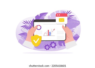 Concepto de procesos de negocio con personas en diseño plano.