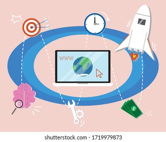Business process concept,Techonology for business vector illustration