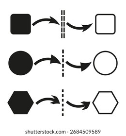 Diagrama de proceso de negocio. Ilustración de forma geométrica. Símbolo de gestión del flujo de trabajo. Vector concepto creativo. EPS 10.
