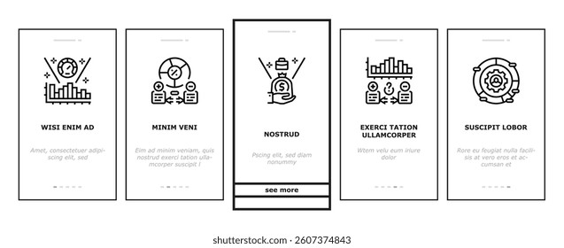 business process efficiency onboarding mobile vector automation optimization, workflow strategy, innovation management integration business process efficiency illustrations
