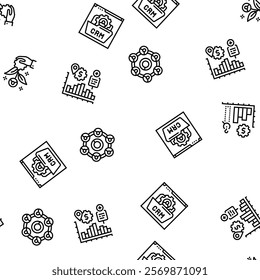 business process efficiency vector seamless pattern thin line illustration