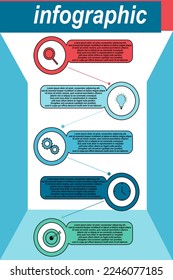 Proceso comercial con cinco infografías de iconos