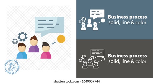 business process flat icon. solid and line icon