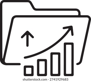 Business process flow folder line icon showing organized file management and workflow structure