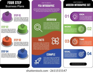 Business Process Flow Infographic Templates with Flat Design

