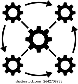 Business Process Gear Icons Set – Workflow and Automation Vector Illustration