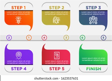 Business process. Gradient infographics step by step. Vector business template for presentation