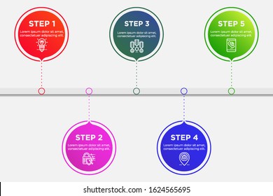 Business process. Gradient infographics step by step. Vector business template for presentation