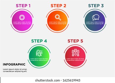 Business process. Gradient infographics step by step. Vector business template for presentation