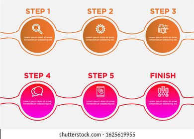 Business process. Gradient infographics step by step. Vector business template for presentation