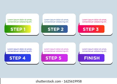 Business process. Gradient infographics step by step. Vector business template for presentation