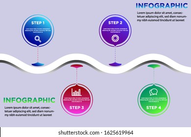 Business process. Gradient infographics step by step. Vector business template for presentation