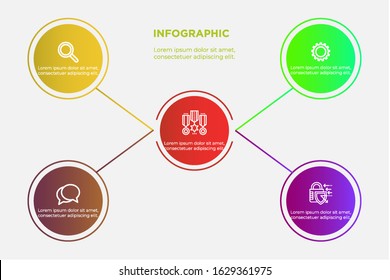 Business process. Gradient infographics step by step. Vector business template for presentation