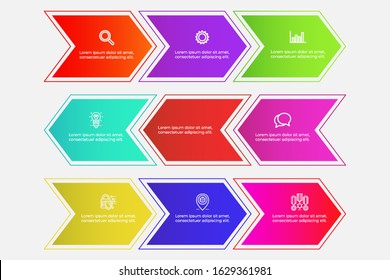 Business process. Gradient infographics step by step. Vector business template for presentation