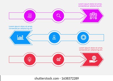 Business process. Gradient infographics step by step. Vector business template for presentation. Business process
