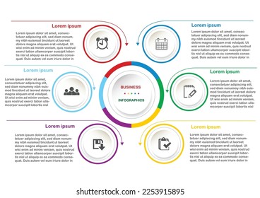 Geschäftsprozessdiagramm, Schritt zu Erfolgsdiagramm und Diagramm Illustration Infografik Vektorgrafik Stock Illustration.