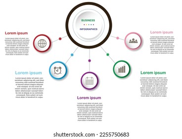 Gráfico de procesos de negocio, diagrama paso a paso de éxito y ilustración de gráfico infografía vectorial Stock Ilustración.