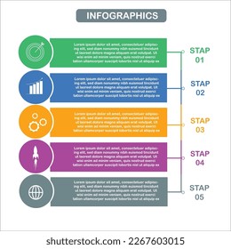 Business process graph, step to success diagram and chart illustration infographic vector Stock Illustration.