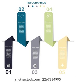 Gráfico de procesos de negocio, diagrama paso a paso de éxito y ilustración de gráfico infografía vectorial Stock Ilustración.