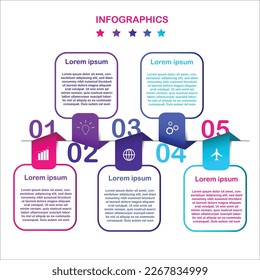 Gráfico de procesos de negocio, diagrama paso a paso de éxito y ilustración de gráfico infografía vectorial Stock Ilustración.