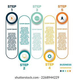 Business process graph, step to success diagram and chart illustration infographic vector Stock Illustration.