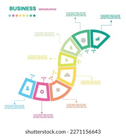 Gráfico de procesos de negocio, diagrama paso a paso de éxito y ilustración de gráfico infografía vectorial Stock Ilustración.