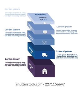Business process graph, step to success diagram and chart illustration infographic vector Stock Illustration.