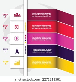 Business process graph, step to success diagram and chart illustration infographic vector Stock Illustration.