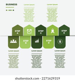 Business process graph, step to success diagram and chart illustration infographic vector Stock Illustration.