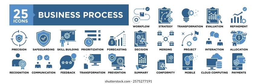 Business Process icon collection set. Containing design business, process, concept, management, technology, system	