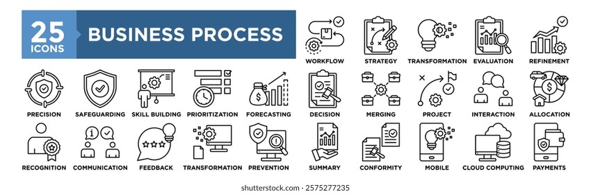 Business Process icon collection set. Containing design business, process, concept, management, technology, system	