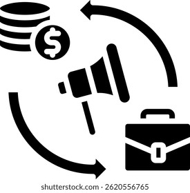 Business Process Icon Glyph Vector Illustration