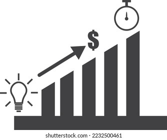 Business process icon, business increasing symbol vector