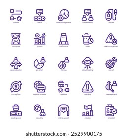 Business Process icon pack for your website, mobile, presentation, and logo design. Business Process icon basic line gradient design. Vector graphics illustration and editable stroke.