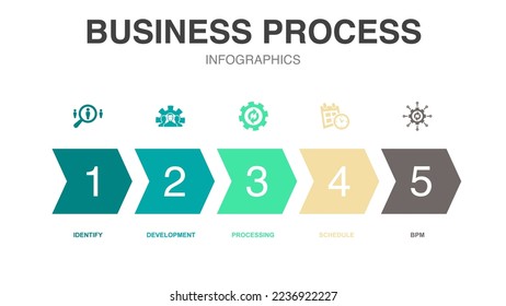 business process icons Infographic design template. Creative concept with 5 options