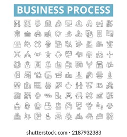 Business process icons, line symbols, web signs, vector set, isolated illustration