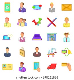 Business process icons set. Cartoon set of 25 business process vector icons for web isolated on white background