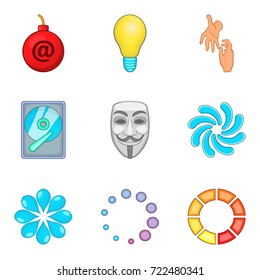 Business process icons set. Cartoon set of 9 business process vector icons for web isolated on white background