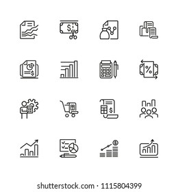 Business process icons. Set of  line icons. Presentation, diagram, report. Business concept. Vector illustration can be used for topics like analysis, statistics, finance