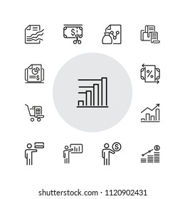 Business process icons. Set of  line icons. Presentation, diagram, report. Business concept. Vector illustration can be used for topics like analysis, statistics, finance