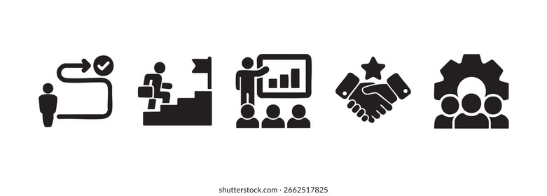 Business Process Icons – Workflow, Achievement, Teamwork, Presentation, Collaboration