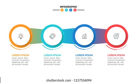Business process infographic design template. Timeline with 4 steps, options and marketing icons. Vector illustration.