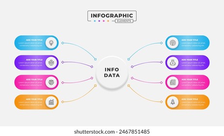 Business process infographic design template with 8 steps