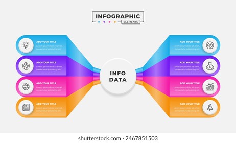 Business process infographic design template with 8 steps