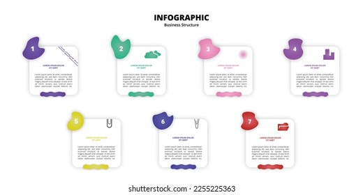 Business process infographic square template with fluid design with icons and 8 options or steps. Vector illustration