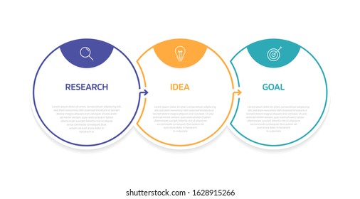 Business process infographic template with 3 options or steps. Modern paper layout design with thin line. Vector illustration graphic design.