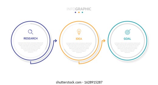 Business process infographic template with 3 options or steps. Modern paper layout design with thin line. Vector illustration graphic design.